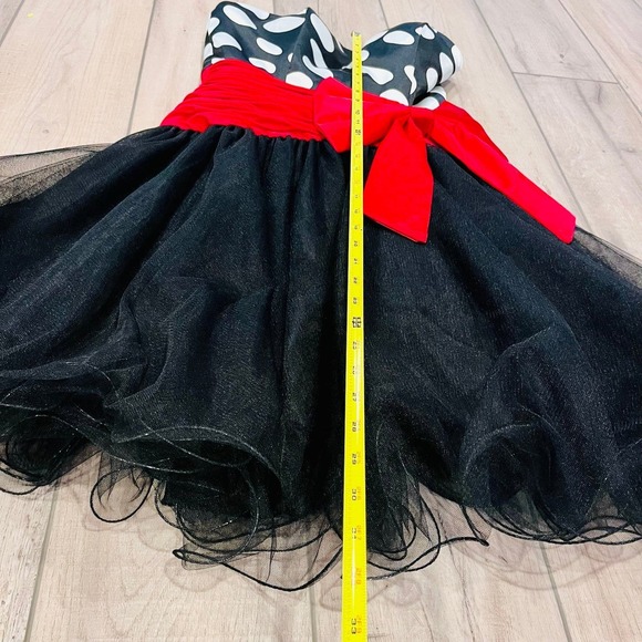 Jolene Black & White Polka Dot with Red Waist Bow sz 10 Semi-Formal Party Dress - Picture 5 of 10